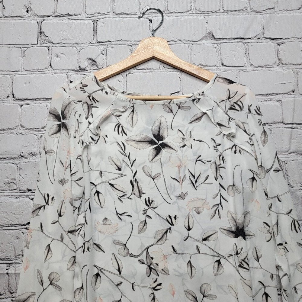 Loft Ruffle Cuff Sheer Floral Petal Sheer Blouse Size S - Picture 2 of 12